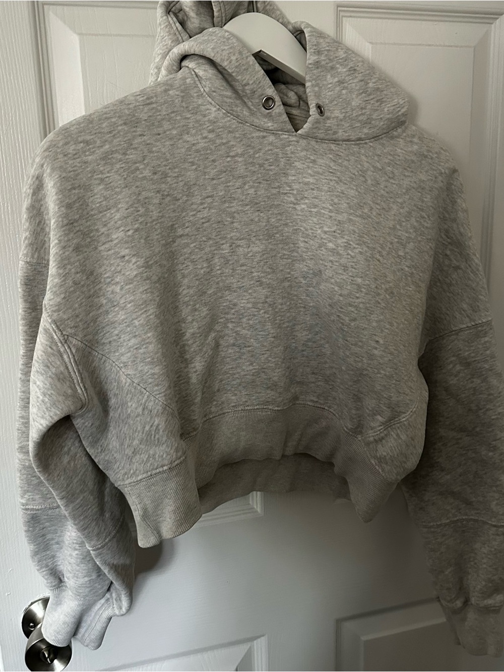 Gray Cropped Hooded Sweatshirt